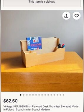 Birch Plywood Desk Organizer - Natural Wood Set of 2 vintage IKEA